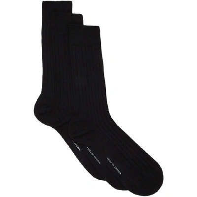 Shop Tiger Of Sweden Three-pack Black Tiger Socks In 050 Black