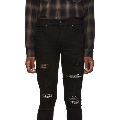 Shop Amiri Black Music Note Patch Jeans