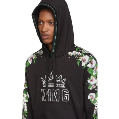 Shop Dolce & Gabbana Dolce And Gabbana Black Orchid Printed Hoodie In Hnih1 Blkor