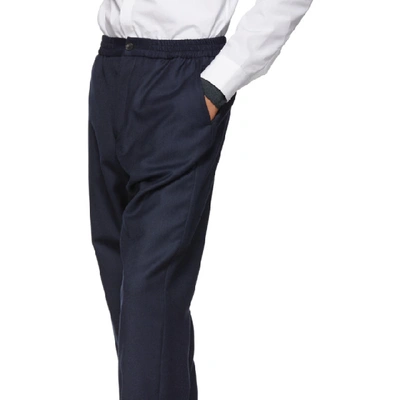 Shop Etro Navy Wool Jogging Trousers In 200 Blue