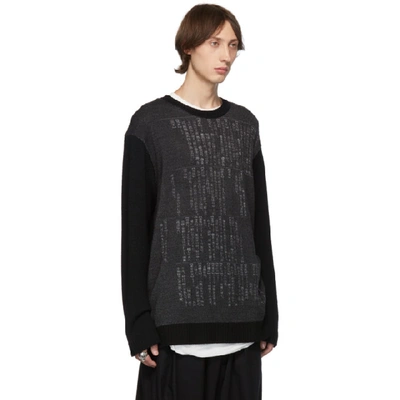 Shop Yohji Yamamoto Grey And Black Dictionary Crewneck Sweater