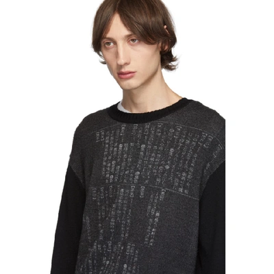 Shop Yohji Yamamoto Grey And Black Dictionary Crewneck Sweater