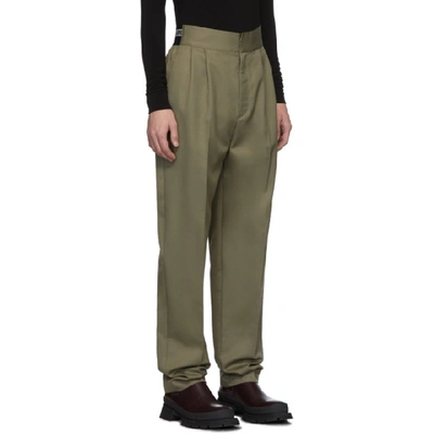 Shop Ambush Taupe Logo Elastic Trousers In Olive