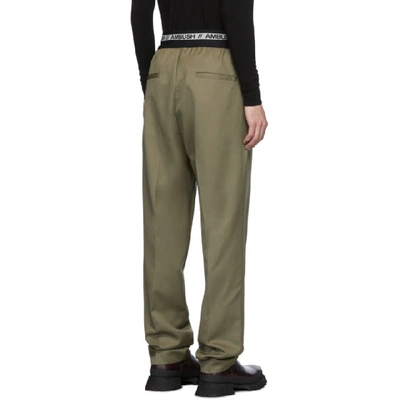 Shop Ambush Taupe Logo Elastic Trousers In Olive