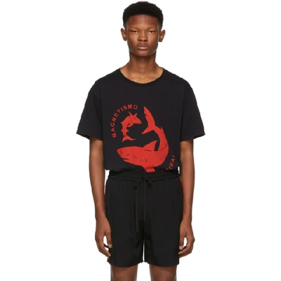 Shop Gucci Black Magnetismo Animale Shark T-shirt In 1058 Black