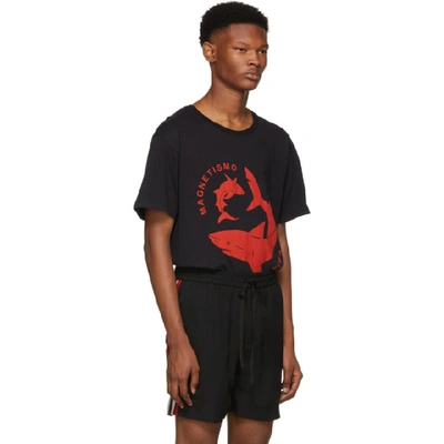 Shop Gucci Black Magnetismo Animale Shark T-shirt In 1058 Black