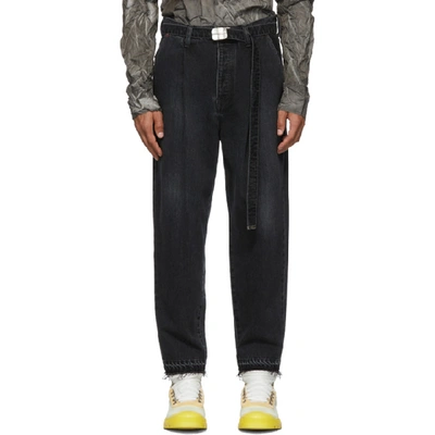 Shop Doublet Black Cashmere Wide Tapered Jeans