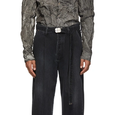 Shop Doublet Black Cashmere Wide Tapered Jeans