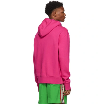 Shop Gucci Pink And Multicolor Logo Hoodie In 5110 Fuschi