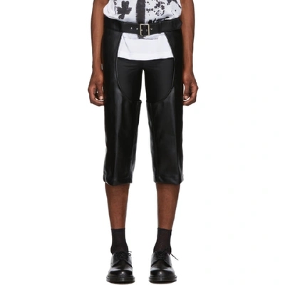 Shop Comme Des Garçons Homme Deux Comme Des Garcons Homme Plus Black Faux-leather Cut-out Trousers In 1 Black