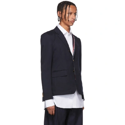 Shop Thom Browne Navy Rwb Stripe Unconstructed Blazer In 415 Navy