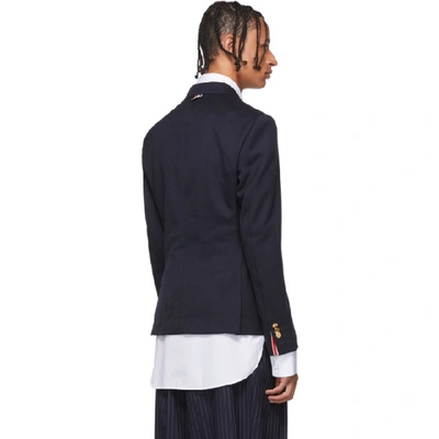 Shop Thom Browne Navy Rwb Stripe Unconstructed Blazer In 415 Navy