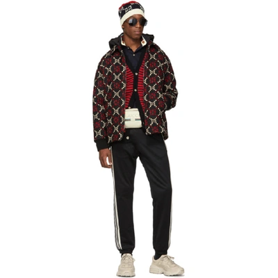 Shop Gucci Red & Black Wool Macro Gg Diamond Jacket