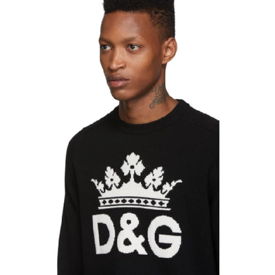 Shop Dolce & Gabbana Dolce And Gabbana Black Cashmere Dg Crown Sweater