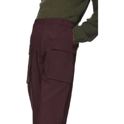 Shop Deveaux New York Burgundy Bonded Wool Gusset Cargo Pants In 600 Burgund