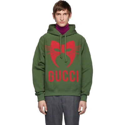 Shop Gucci Green Manifesto Hoodie In 3806 Aspara