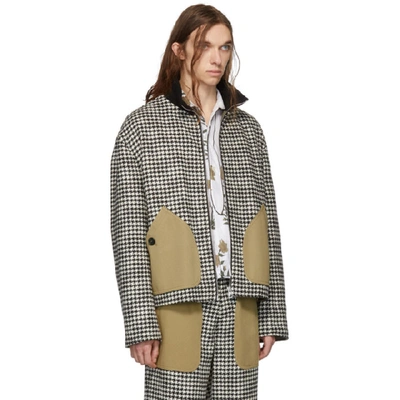 Shop Loewe Black And White Houndstooth Patch Pockets Jacket In 1102 Bkwht
