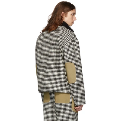Shop Loewe Black And White Houndstooth Patch Pockets Jacket In 1102 Bkwht