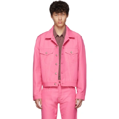 Shop Helmut Lang Pink Denim Masc Trucker Jacket