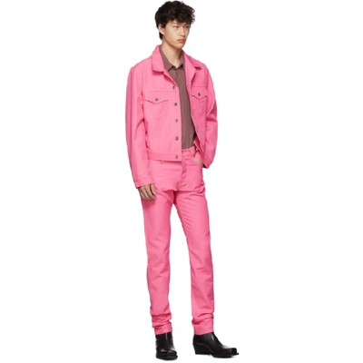 Shop Helmut Lang Pink Denim Masc Trucker Jacket
