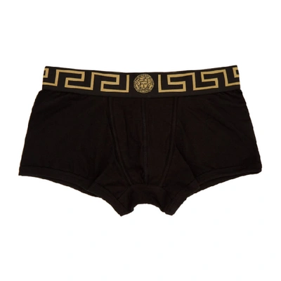 Shop Versace Two-pack Black Medusa Low-rise Boxer Briefs