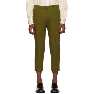 Shop Ami Alexandre Mattiussi Green Cropped Trousers In 351 Olive