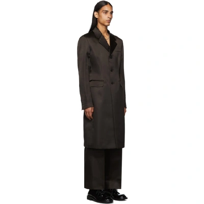 Shop Prada Brown Silk Coat In Cacao