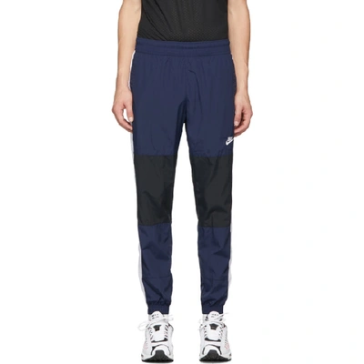 Shop Nike Navy And Black Re-issue Woven Track Pants In 451obsblkwh