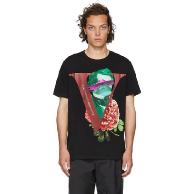 Shop Valentino Black Undercover Edition V Face Rose Print T-shirt In Ar9 - Nero/