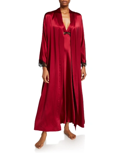 Shop Christine Lingerie Bijou Lace-trim Long Robe In Ruby
