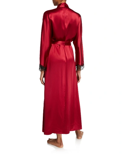 Shop Christine Lingerie Bijou Lace-trim Long Robe In Ruby