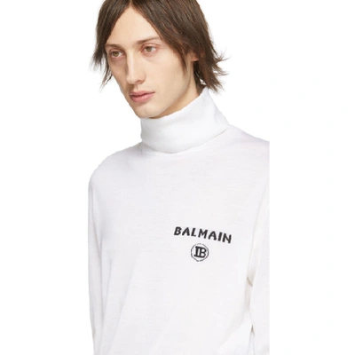 Shop Balmain White Wool Zipped Turtleneck In 0fa Blanc