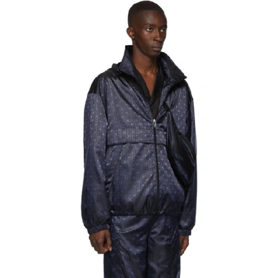 Shop Alexander Wang Navy Monogram Windbreaker Jacket In 469 Navy