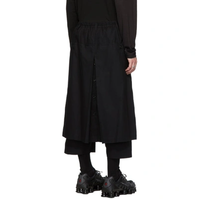 Shop Yohji Yamamoto Black Embroidered Wrap Trousers
