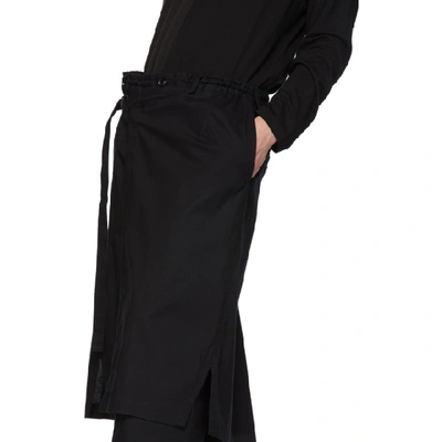 Shop Yohji Yamamoto Black Embroidered Wrap Trousers