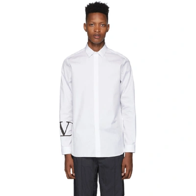 Shop Valentino White Vlogo Print Shirt In A01bianco/