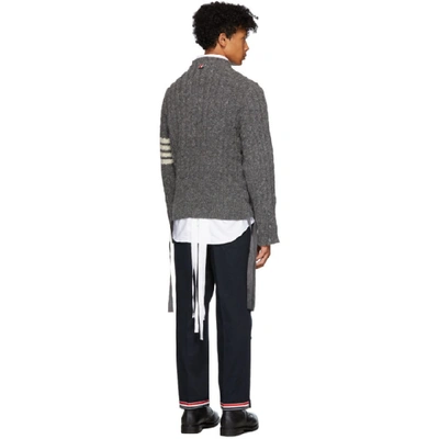 Shop Thom Browne Grey Aran Cable 4-bar Sweater In 035 Medgrey