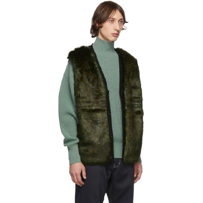Shop Opening Ceremony Green Faux-fur Leopard Vest In 3401 Green