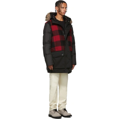 Shop Woolrich John Rich And Bros Woolrich Black And Red Down Buffalo Wool Jacket