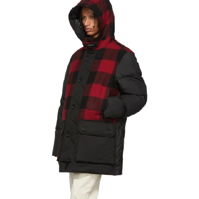Shop Woolrich John Rich And Bros Woolrich Black And Red Down Buffalo Wool Jacket