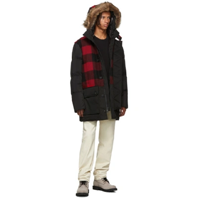 Shop Woolrich John Rich And Bros Woolrich Black And Red Down Buffalo Wool Jacket