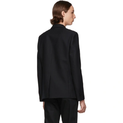 Shop Saint Laurent Black Striped Beaded Lapel Blazer In 1000 Black