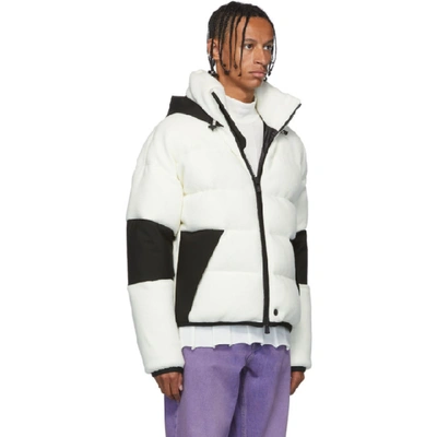 Shop Moncler White Maglia Puffer Fleece Zip-up