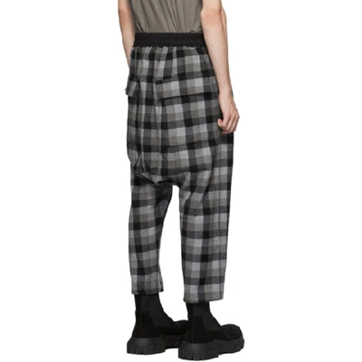 Shop Rick Owens Black Plaid Drawstring Cropped Trousers In 09a Black P