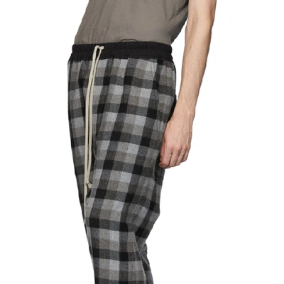 Shop Rick Owens Black Plaid Drawstring Cropped Trousers In 09a Black P