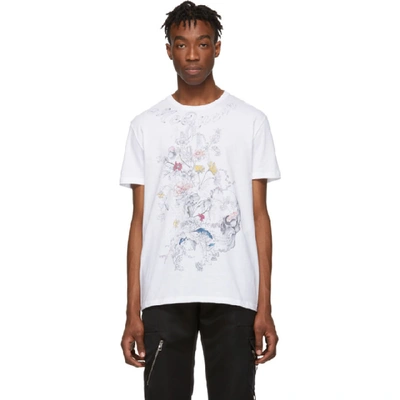 Shop Alexander Mcqueen White Botanical Skull T-shirt In 0900 Whtmix