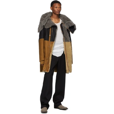 Shop Rick Owens Tan And Black Brother Parka