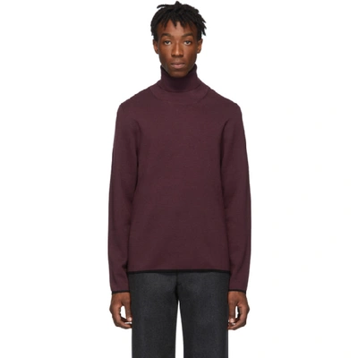 Shop Joseph Burgundy Rock Neck Turtleneck In Garnet