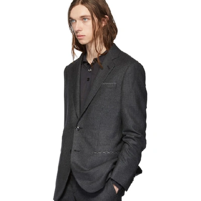 Shop Giorgio Armani Grey Micro Neat Manhattan Suit