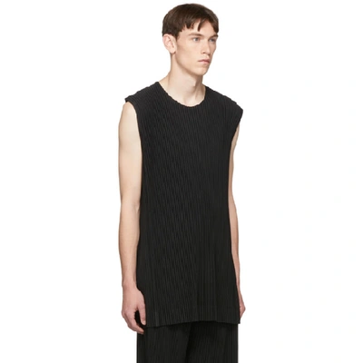 Shop Issey Miyake Homme Plisse  Black Pleated Tank Top In 15 Black